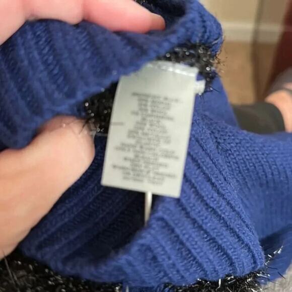 Ann Taylor Wool Cashmere Sweater Blue Black Stripes Women's Small NWT - Picture 5 of 10